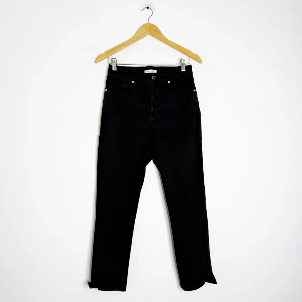 Good American Good Waist Crop Black Jeans Split Hem Rose Gold Size 8/29